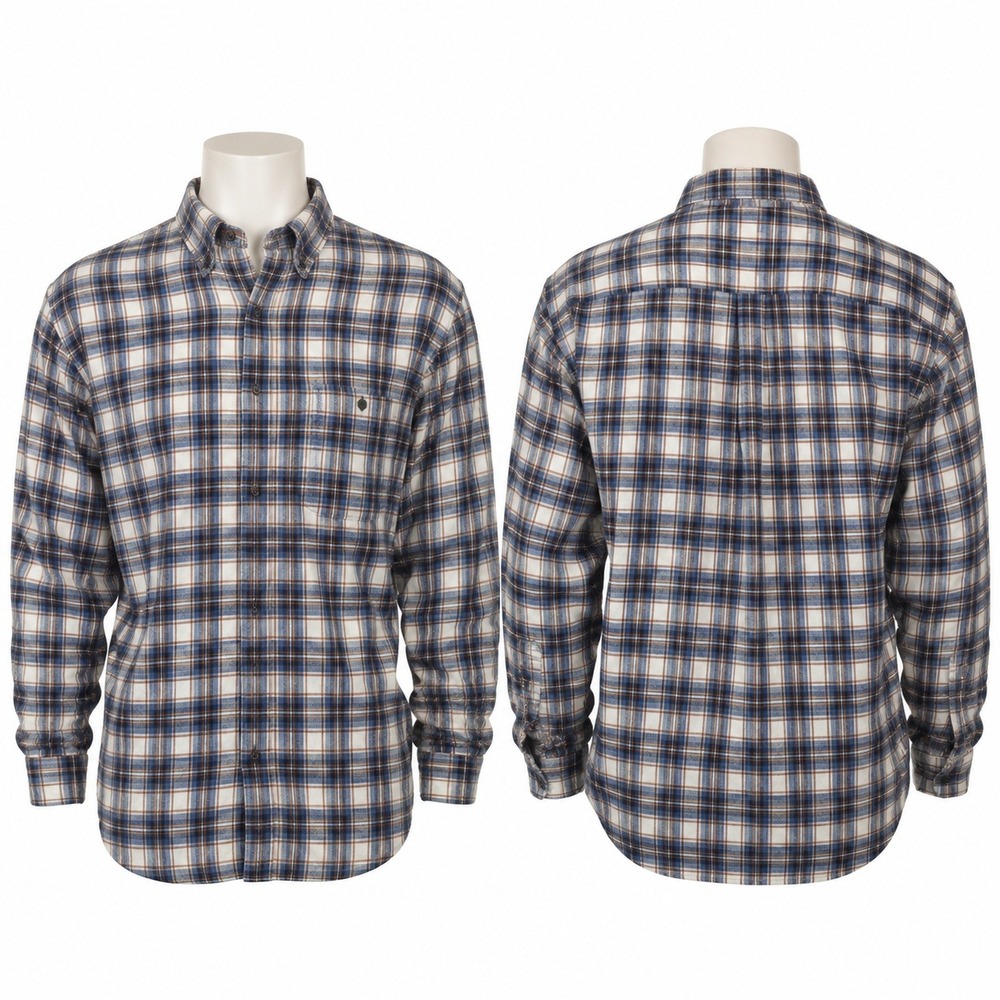 RedHead Brand Co Mens XL Plaid Flannel Shirt Blue‎ Tan Cotton Outdoor Workwear